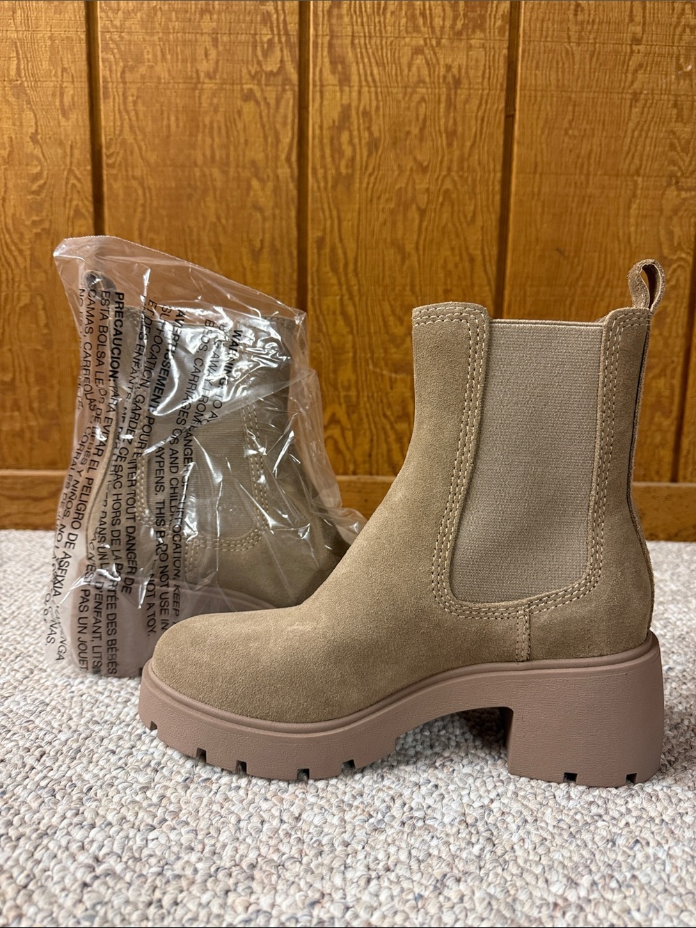 Steve Madden Beige Suede Chelsea Platform Booties - Women